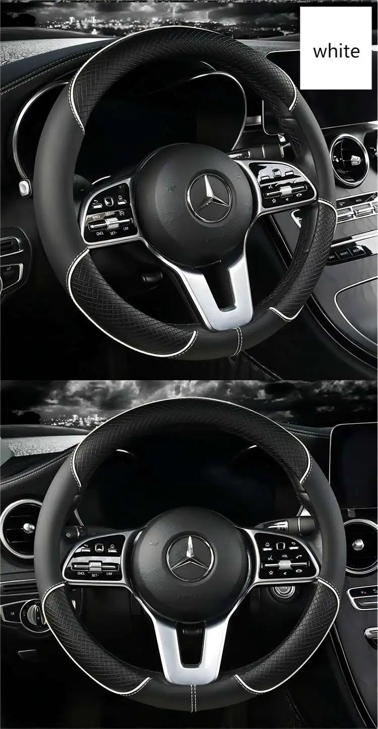 Leather Anti-slip Steering Wheel Cover (38cm)