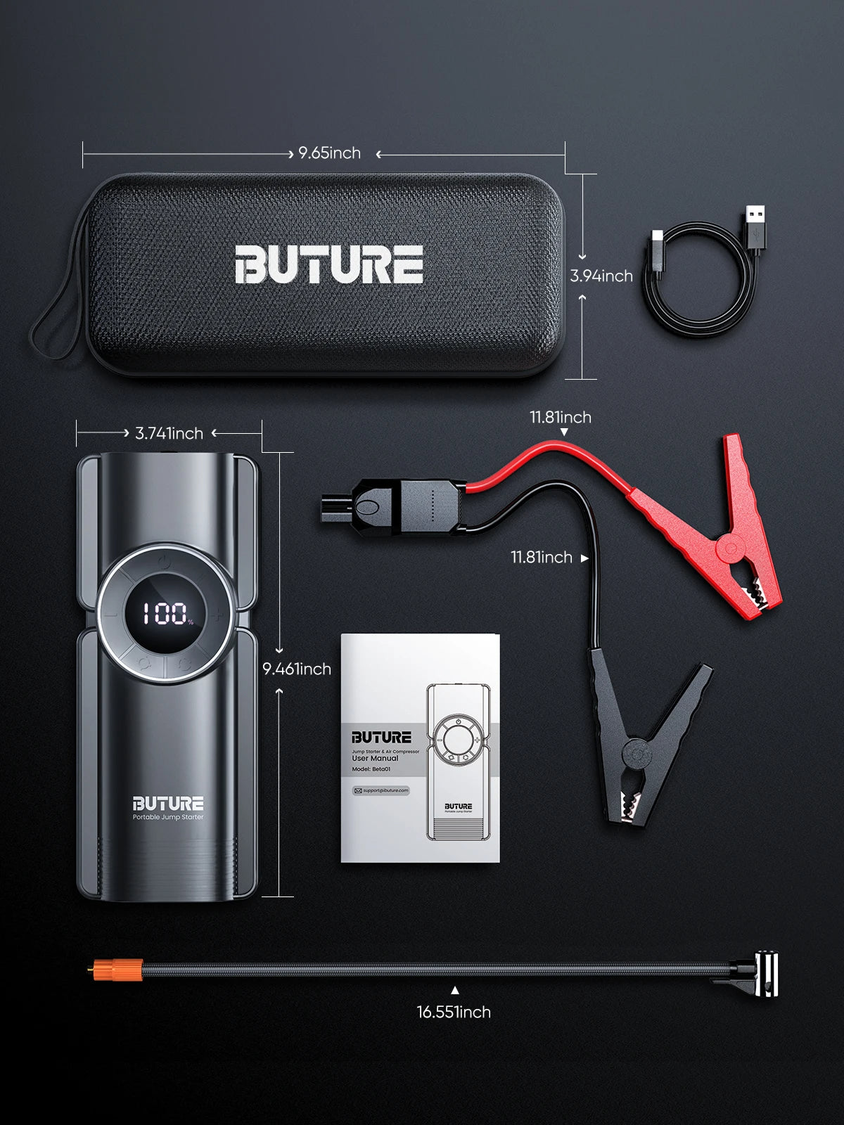 4-in-1 Car Jumpstarter & Power Bank with Air Compressor (Upgraded)