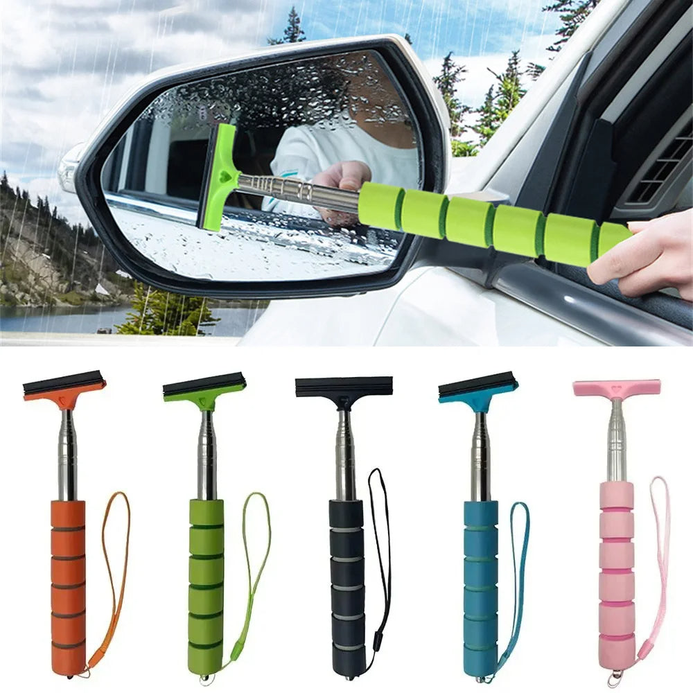Extendable window wiper for side mirrors