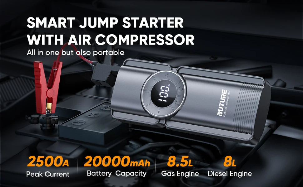 4-in-1 Car Jumpstarter & Power Bank with Air Compressor (Upgraded)