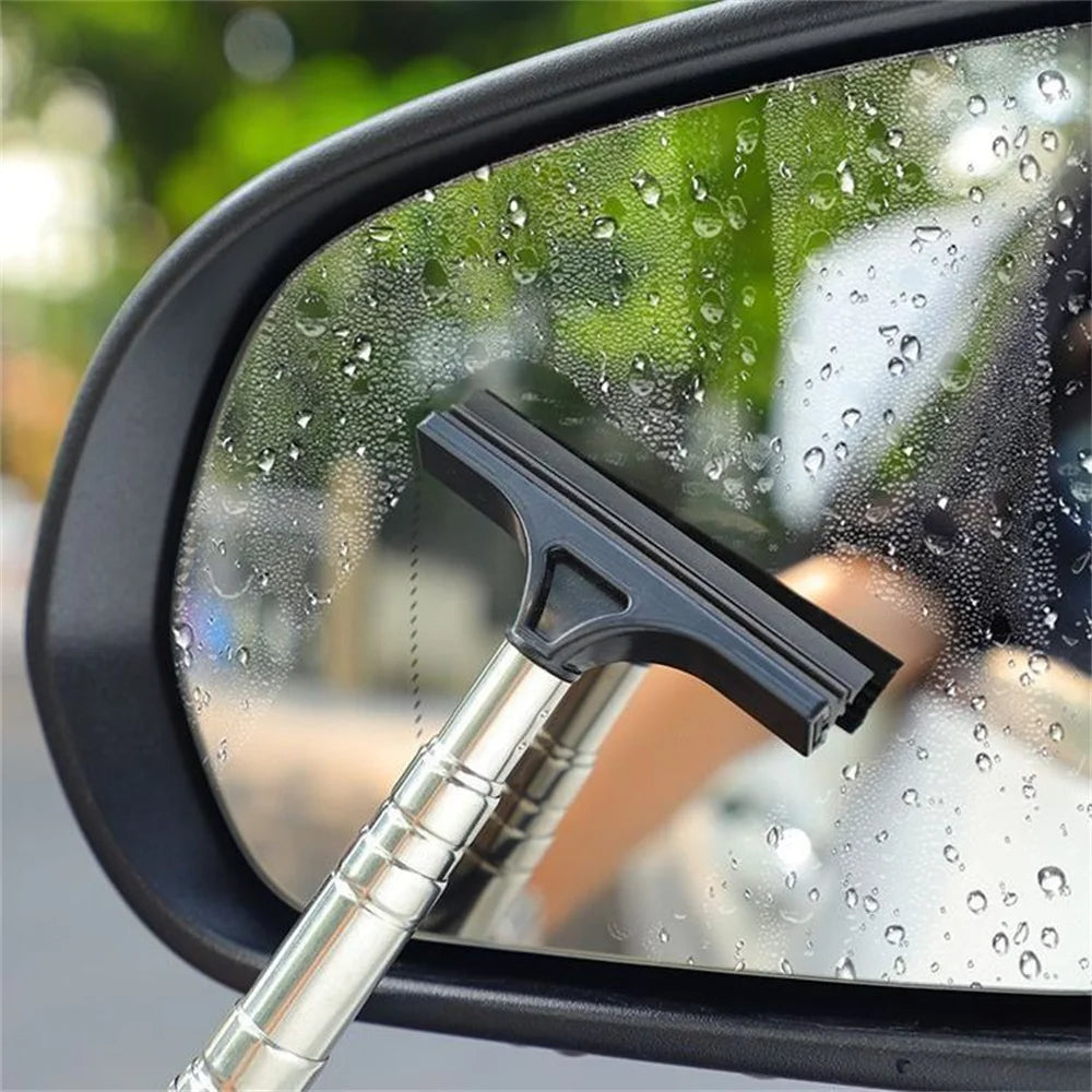 Extendable window wiper for side mirrors