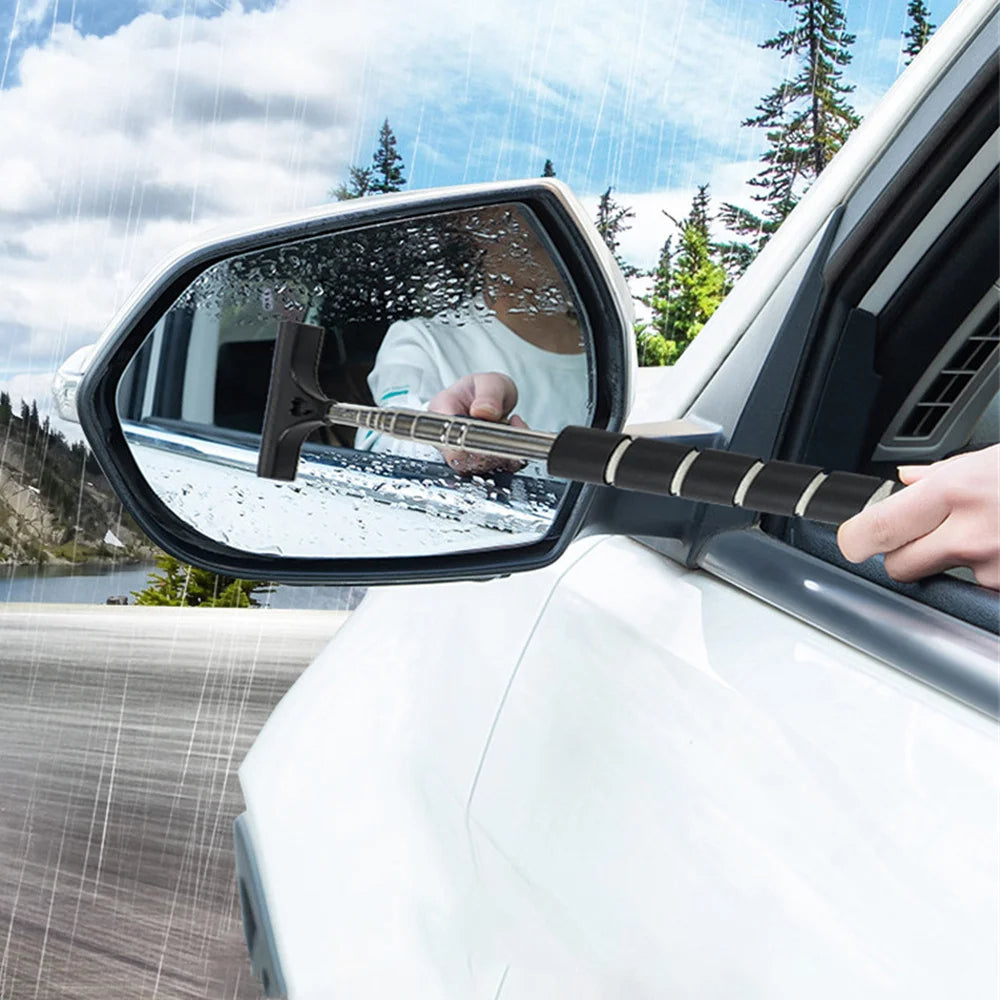 Extendable window wiper for side mirrors