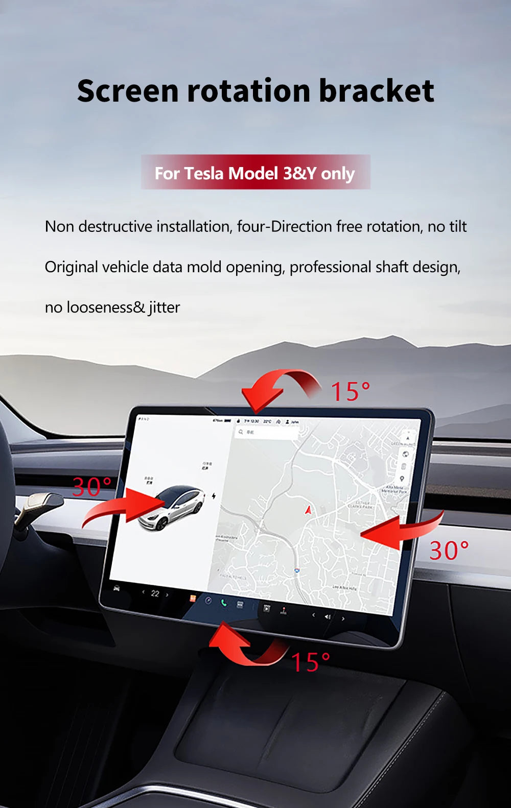 Rotation Bracket Swivel Mounting - Suitable for Tesla 3/Y