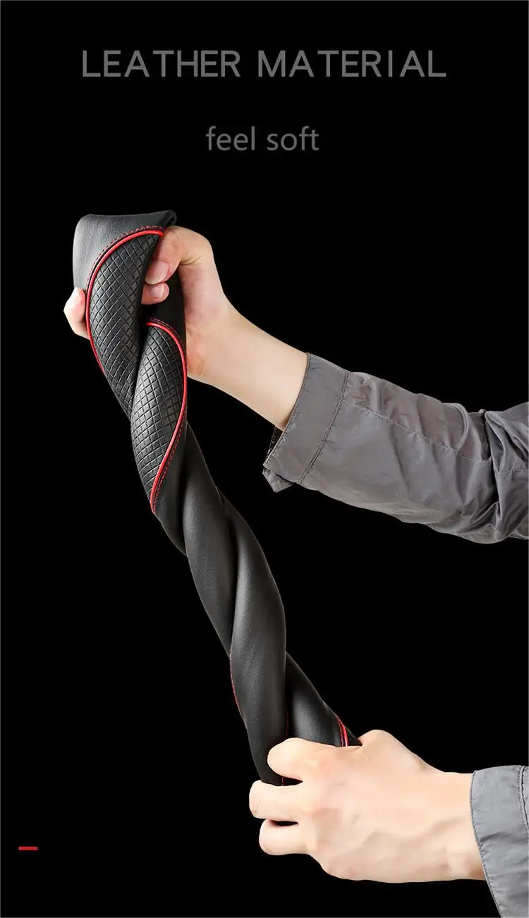 Leather Anti-slip Steering Wheel Cover (38cm)