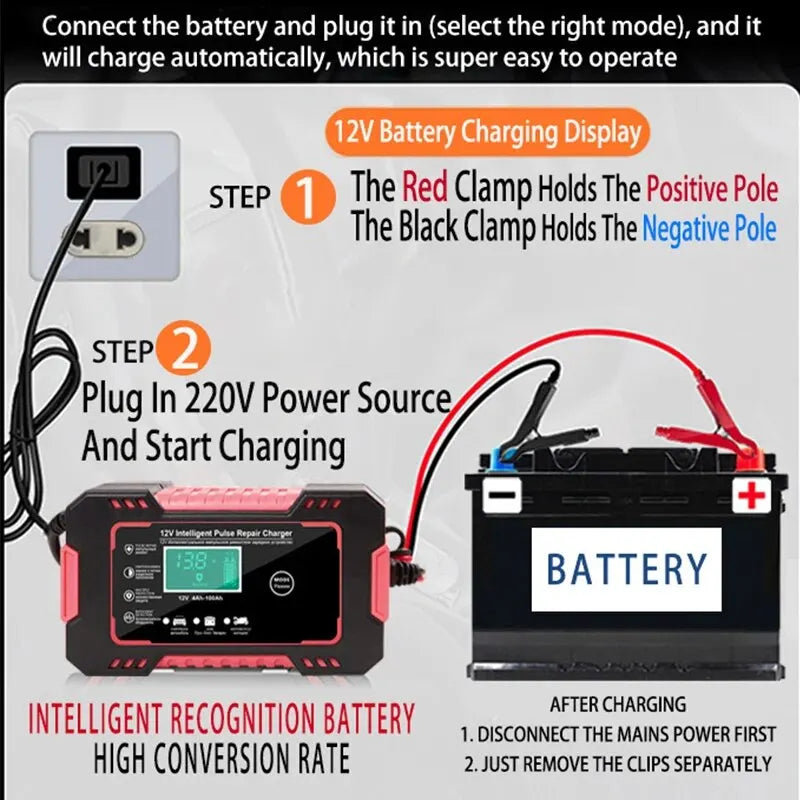 Car battery charger 12V 6A also for deep cycle