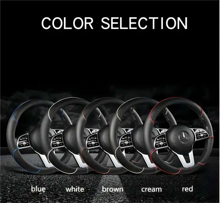 Leather Anti-slip Steering Wheel Cover (38cm)
