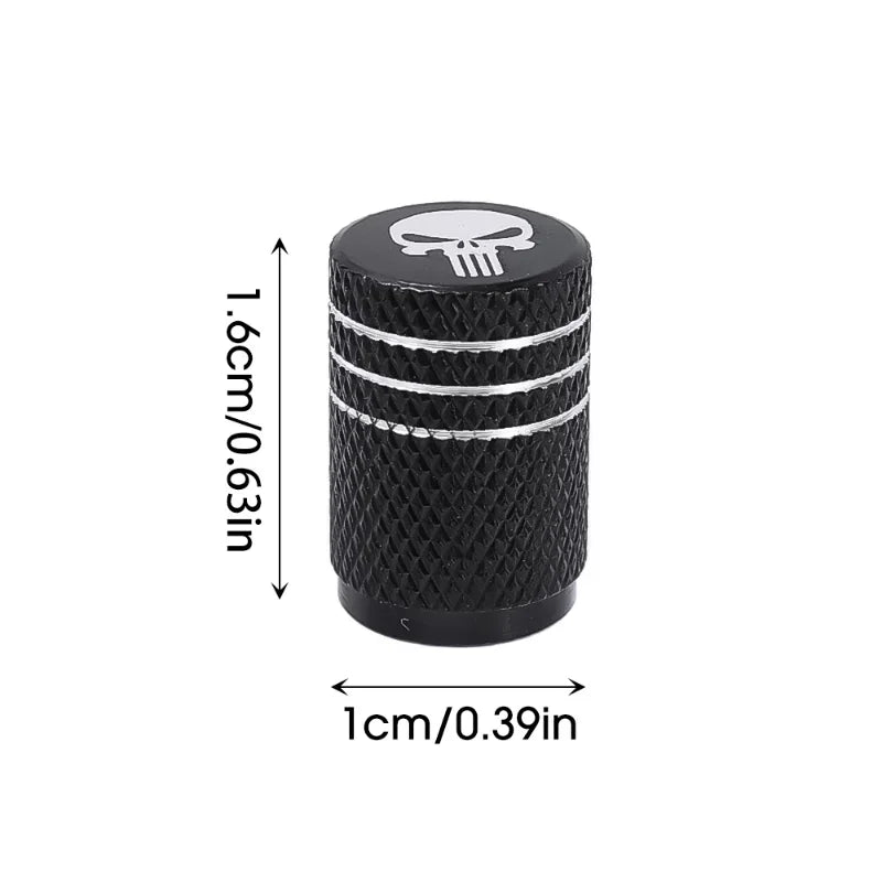 Sporty Universal Valve Caps (set 4) - Skull face