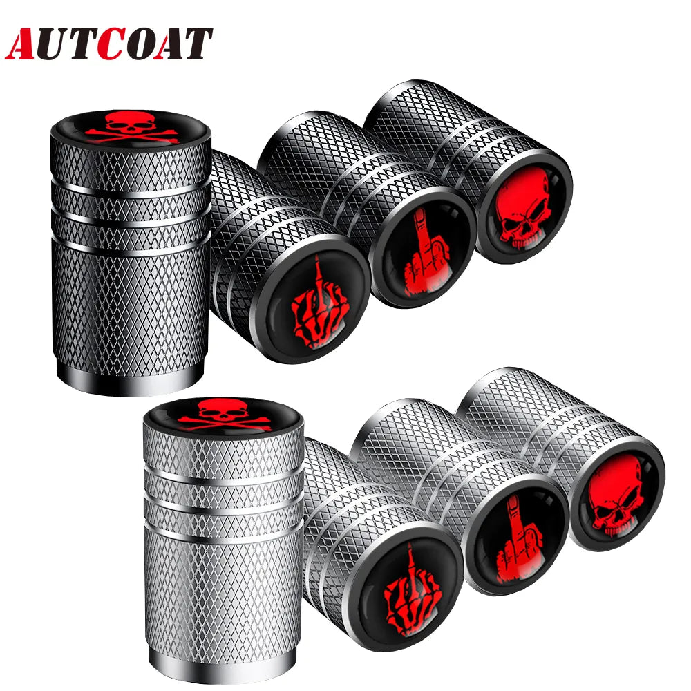 Sporty Universal Valve Caps (set 4) - Skull, Skeleton