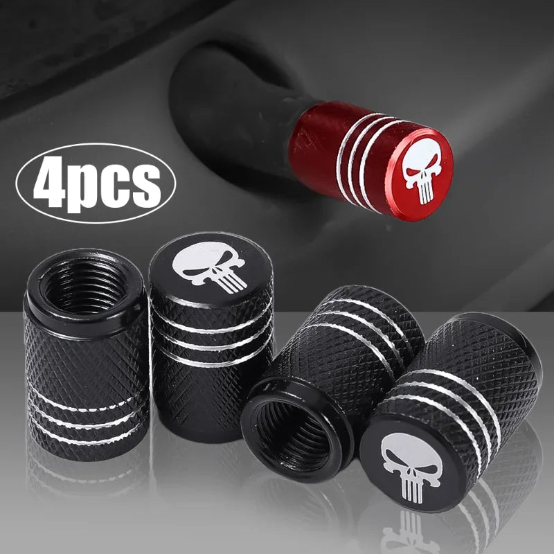 Sporty Universal Valve Caps (set 4) - Skull face
