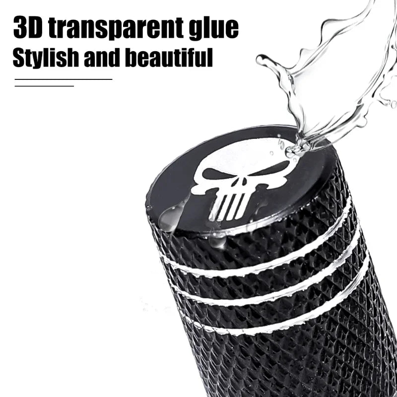 Sporty Universal Valve Caps (set 4) - Skull face
