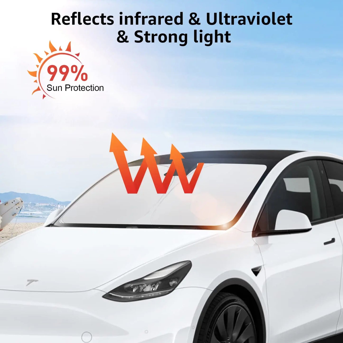 Vooruit Zonnescherm: Geschikt voor Tesla 3/Y