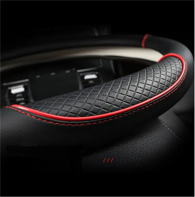 Leather Anti-slip Steering Wheel Cover (38cm)