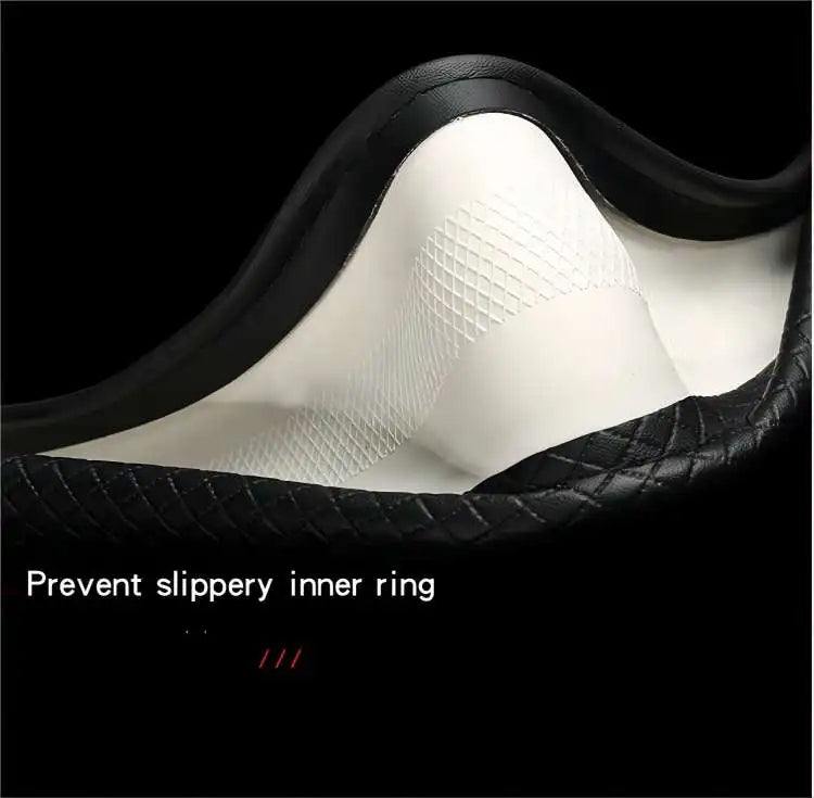 Leather Anti-slip Steering Wheel Cover (38cm)