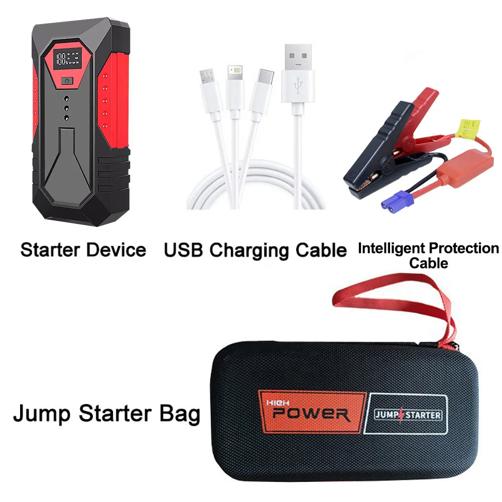 Auto Jump starter 12v (18000mAh) met powerbank functie voor autos tot 6.0l (benzine) of 5.0l (diesel)